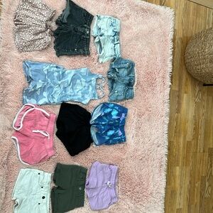 Lot of 10 pairs of shorts, one active wear top and bottom. All size 4/5 or 5t.